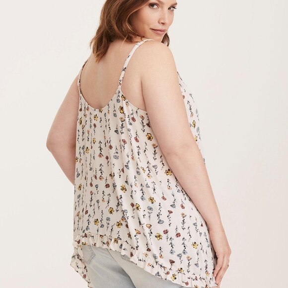 torrid - Floral Print Sharkbite Ruffle Trim Cami - Size 4 - Picture 2 of 6